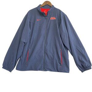 Nike Men's L Ole Miss Track Jacket Blue/Red Polyester & Spandex Full Zip Navy
